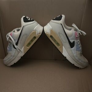 Gray and Black Sneakers with Pink Accents